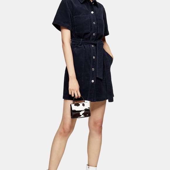Topshop Navy Corduroy Dress (Petite) - Picture 3 of 7